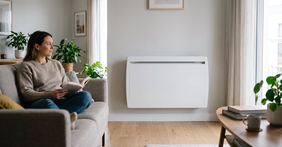 Chauffage électrique basse consommation installé dans un intérieur moderne et lumineux
