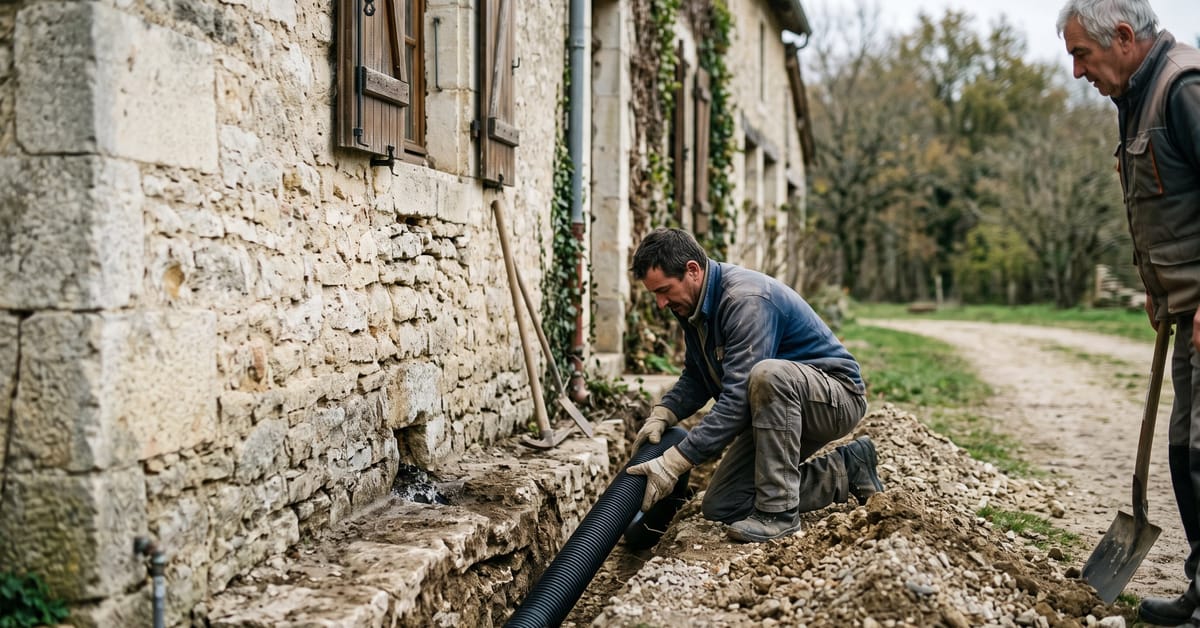 Drainage maison ancienne : système de protection des fondations contre l'humidité